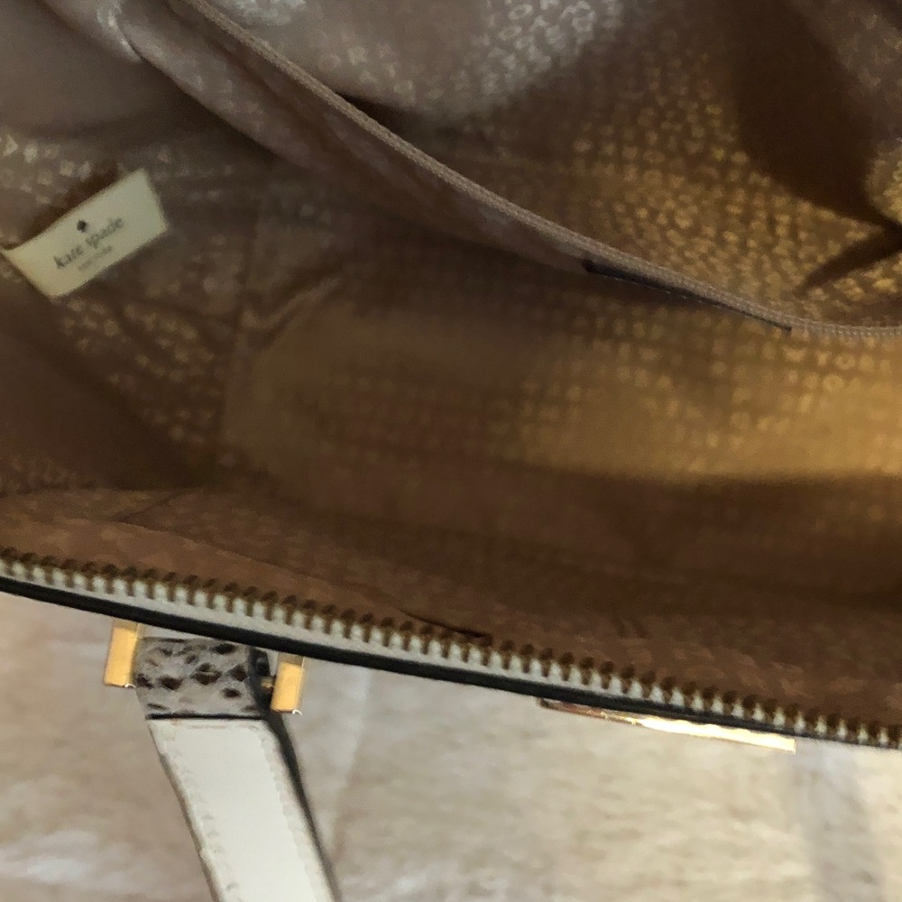 Kate Spade Parliament Square Savannah Cream Top-Handle Satchel with Snake-Trim - Picture 6 of 9